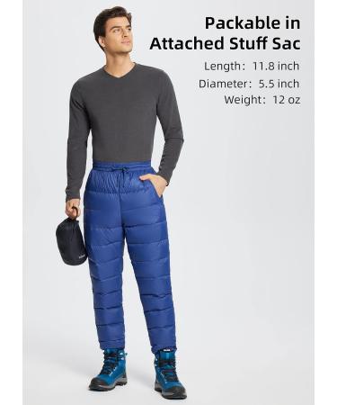 Baleaf Men's Ultralight Down Pants - Water-Resistant, Packable Winter Puffer Pant in Navy Blue (Small) - Buy Online on GoSupps.com