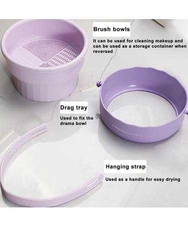 Buy 3 in 1 Silicone Makeup Brush Cleaner Mat - Efficient Cleaning Drying & Storage for Brushes Sponges & Powder Puffs (Purple) - International Shipping Available - Buy Online on GoSupps.com