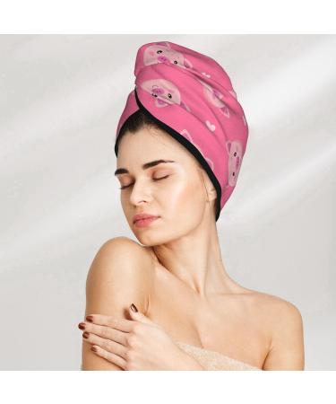 Hair Towel Wrap - Quick-Dry Cartoon Pigs & Hearts Towel Turban | Best Hair Drying Towel for Effortless Styling - Buy Online on GoSupps.com