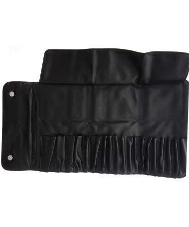 Empty Large Maxi Cosmetic Brush Bag Kosmetex for 19 brushes with zip compartment brush case brush bag black imitation leather
