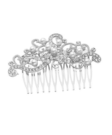 Didiseaon Hair Pearls Hair Claw Clips for Women Pearl Bridal Side Combs Pearl Bridal Comb Womens Hair Clips Wedding Veils Bride Veil Rhinestone Headpiece Hair Ornament Rose Women's Metal Pin