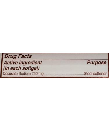 Docusate Sodium 250mg Softgels - Gentle & Reliable Relief from Constipation - 100 Softgels x 2 Bottles (200 Softgels Total) - Buy Online on GoSupps.com
