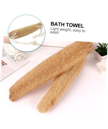 Loofah Bath Towel Scrubber | Exfoliating Bath Sponge & Back Scrubber Strap - Beige - Perfect for Travel & Shower - Buy Online on GoSupps.com