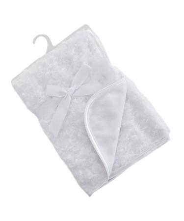 Soft Touch Baby Boys Girls Rosebud Fleece Blanket Wrap Shawl Satin Trim & Fleece Back FBP66 (White)