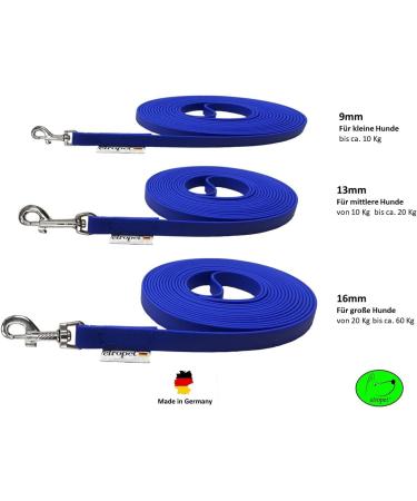 High-Quality Biothane Dog Leash for Small Dogs | Durable 9mm 3m 5m 10m 15m Options | Blue - No Hand Loop - Buy Online on GoSupps.com