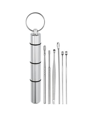 VOCOSTE 6Pcs Stainless Steel Ear Cleansing Tool Set Ear Cleaner Ear Care Set with Aluminum Storage Case