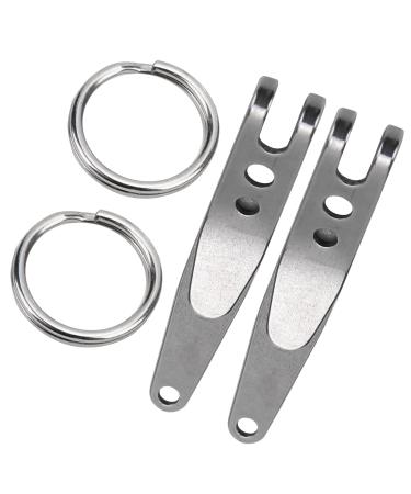 Dilwe Suspension Pocket Clip, 2Pcs Outdoor Stainless Steel Belt Clip Mini Suspension Clip with Keychain