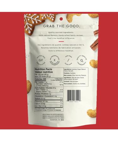 Handfuel Gingerbread Cashews Hand Roasted Salted Cashews 4g of Protein Non-GMO Vegan Friendly Plant Based Flavoured Nuts - 120 Grams - Buy Online on GoSupps.com