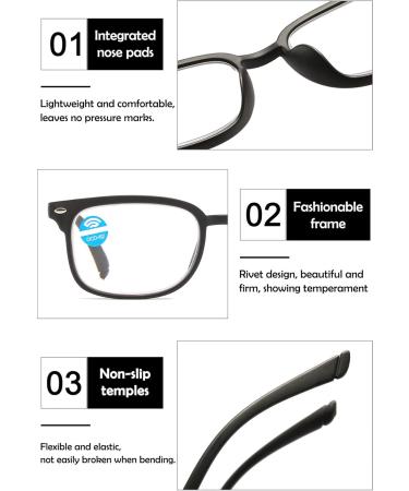 Koosufa Anti Blue Light Reading Glasses for Men & Women - Quality Rectangular Frame Feather Hinge Anti-Fatigue Strength 1.0 to 4.0 - Ideal for Workplace Use - Buy Online on GoSupps.com