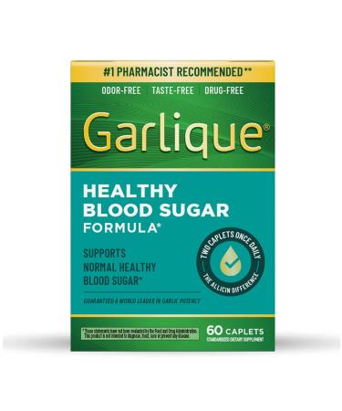 Garlique Garlic Extract Supplement Healthy Blood Sugar Formula Blood Sugar Support 6000 mcg allicin Odorless & Vegan 60 Caplets