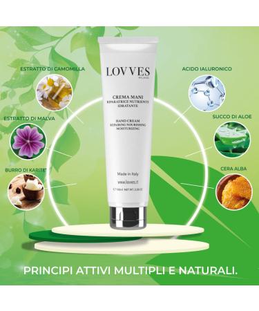Lovves Hand Cream - Nourishing Natural Cosmetics for Youthful Hands | Moisturizing & Repairing | 100ml - Buy Online on GoSupps.com