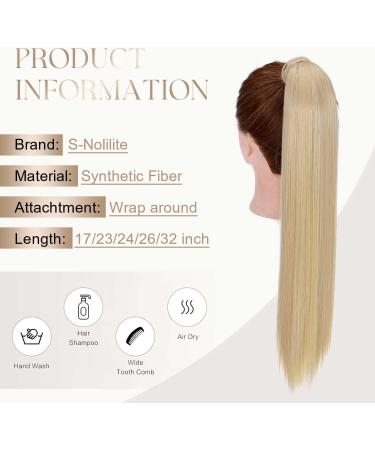 S-noilite 23" Long Straight Wrap around Ponytail Extensions Clip in Ponytail Hair Extensions Hairpiece for Women for Daily Use Dark Blonde mix Bleach Blonde Dark Blonde mix Bleach Blonde 23 Inch - Buy Online on GoSupps.com