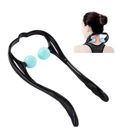 Veewook Neck Manual Massager Balls, Handheld Manual Neck Back and Shoulder Massage Relax Stick, Shiastu Deep Tissue Trigger Point Neck Massager Tool Black