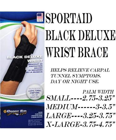 Black Deluxe Wrist Brace Black Right Small(2.75-3.25" Palm Width) Small Right