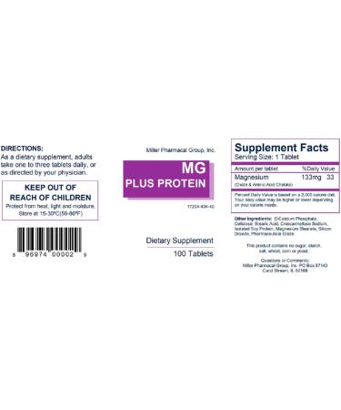 Mg Plus Protein Miller 100 tabs - 133mg | Essential Protein Supplement - Buy Online on GoSupps.com