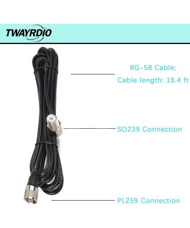 TWAYRDIO VHF Marine Antenna 156-163MHz 50W with 16.4ft Coaxial Cable, Mounting Bracket and U-Bolt - for Midland Uniden Cobra Icom Marine Radio - Buy Online on GoSupps.com