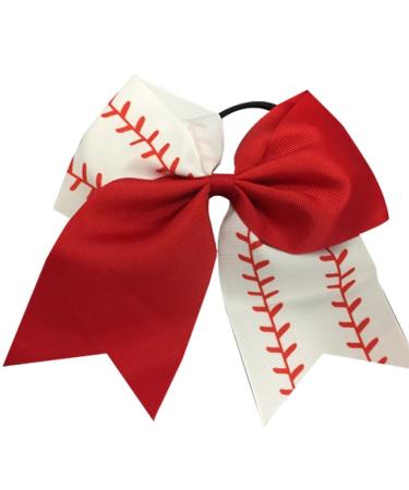 Infinity Collection Softball Hair Bows- 6.5 Softball Cheer Bows- Softball Hair Accessories- Perfect Softball Player Gift Red Stitch