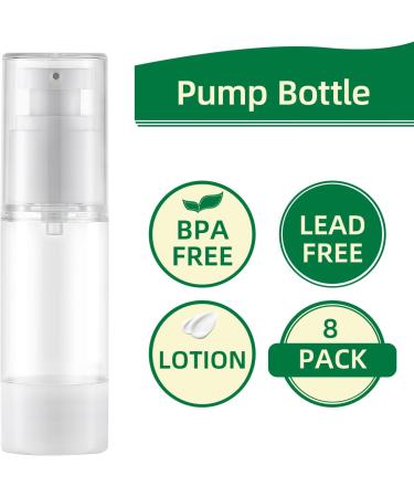 TOUREAL 30ML Airless Pump Dispenser - 8 Pack Empty Travel Bottles for Cosmetics & Creams - Ideal Plastic Containers for eCommerce - Buy Online on GoSupps.com