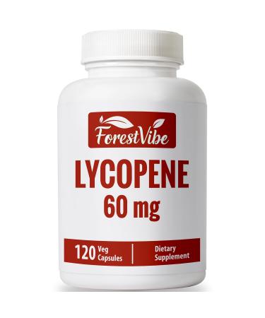 ForestVibe Lycopene Supplement for Men 60mg Natural Carotenoid Complex from Tomato Extract Powder 120 Vegan Capsules 4 Month Supply Non-GMO and Gluten Free Lycopene for Men & Women