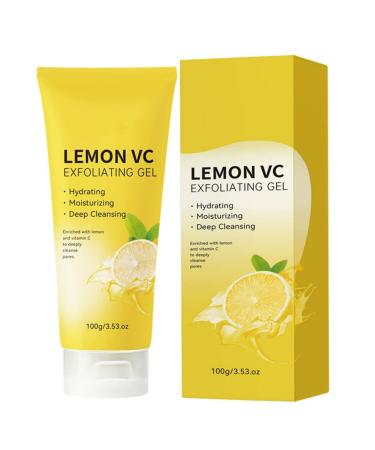 Lemon Vitamin C Exfoliating Gel Gentle Face & Body Scrub for Dead Skin Removal Deep Cleansing Blackhead Pore Minimizer with Vitamin C Moisturizing & Refreshing for All Skin Types 100g