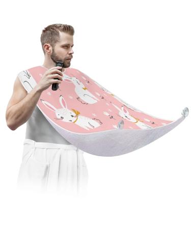 Beard Bib Apron Beard Bib Hair Catcher for Men Shaving and Trimming Non-Stick Waterproof Beard Cape Grooming Cloth Rabbit Flower