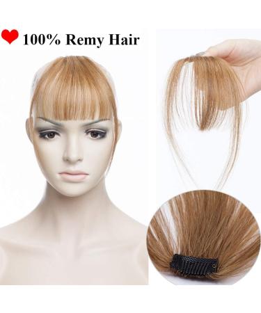 Clip in Fringe Human Hair 100% Real Remy Light Bangs (#6 Light Brown) - Buy Online on GoSupps.com