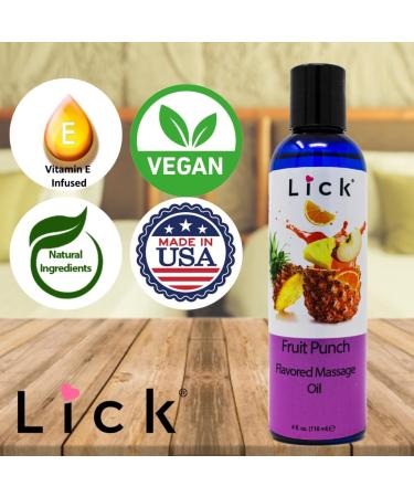 Fruit Punch Flavored Massage Oil - Edible Body Massage with Vitamin E & Sweet Almond Oil for Men & Women | 4 oz Relaxing Non-Sticky Experience - Buy Online on GoSupps.com