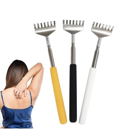 Back scratches 3 pieces of stainless steel telescopic back scratch portable back scraper telescopic metal back scratch with a soft rubber ripep