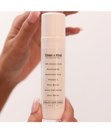 Clean + Kind Azelaic Acid 10% Face Cream with Niacinamide Vitamin C & Hyaluronic Acid Soothing Korean Skincare for Uneven Blemish-Prone Skin with Shea Butter & Grass-Fed Tallow - Buy Online on GoSupps.com