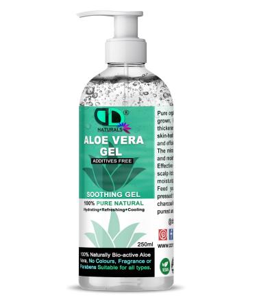 Organic Aloe Vera Gel 100% Pure Natural from Freshly Cut Aloe Soothing & Hydrating Rich in vitamins bug bites and minor burns Ideal for all skin types Cruelty-free & Vegan (250ml Pump)