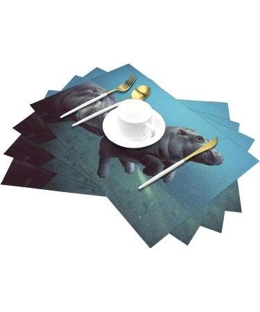 Baby Hippos Slip and Water Resistant PVC Woven Placemats | High Temperature Resistant - Buy Online on GoSupps.com