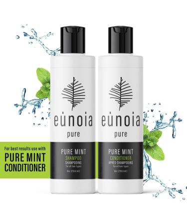 Pure Mint Clarifying Shampoo for buildup by Eunoia - Made In Canada - Featuring Peppermint and Rosemary Oil with Aloe Leaf Juice - Our Sulfate Free Shampoo is 100% Vegan and Cruelty Free No Parabens Silicone or Artificial Fragrance 8oz/236.6ml - Buy Online on GoSupps.com