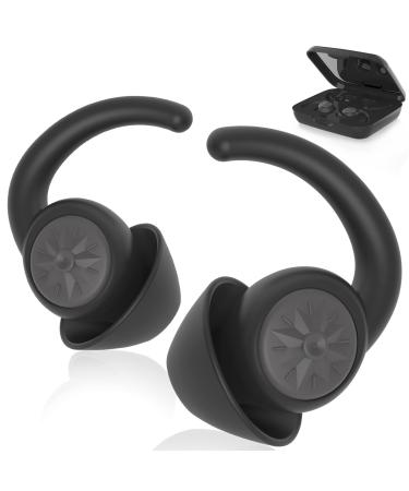 Ear Plugs for Sleeping Soft Silicone Earplugs Noise Reduction 2 Pairs Reusable Earplug Sound Blocking NRR 33dB Noise Cancelling for Snoring  Sleep  Work  Concerts  Shooting  Travel  Dogdogkut (Black)