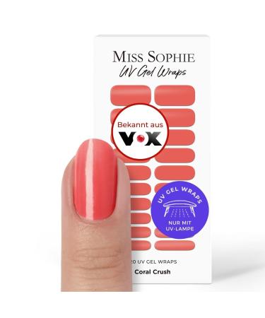 Original Miss Sophie UV Gel Nail Foils Coral Crush UV I 20 UV Gel Nail Polish Strips Solid Color I For Finger & Toenails