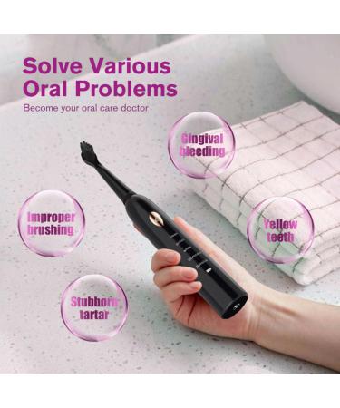 Sonic Electric Toothbrush - USB Rechargeable Adult Timer for Effective Teeth Cleaning - Black Electric Toothbrush - Buy Online on GoSupps.com