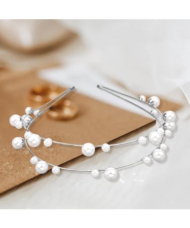 Pearl Headband Wedding Hair Accessories for Women Double-layer Hair Pearls Bridal Hair Hoop Jewels Prom Hair Accessories Pearl Headbands for Girls Women - Buy Online on GoSupps.com