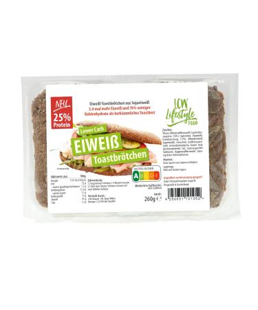 Finished protein toast rolls with 25% protein |260g ( 4 toat buns) |Protein rolls |High protein content |Sugar arm |Lower Carb
