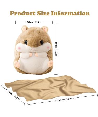 MUZIRI KINOKOO Cute Hamster Plush Blanket & Pillow Combo - Light Coffee | Soft Blanket for TV, Sofa, Office, Travel - Stuffed Toy Blanket for Nap Time - Buy Online on GoSupps.com