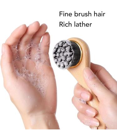Manual Scrub Facial Brush Manual Face Cleansing Brush Blackhead Removal Wooden Long Handle Exfoliating Deep Cleansing for Travel - Buy Online on GoSupps.com
