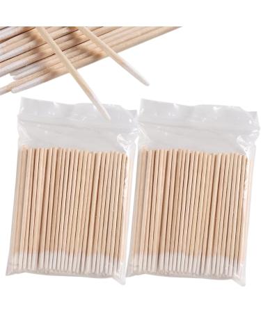 200PCS Precision Tip Cotton Swabs with Wooden Sticks Pointed Tip Cotton Swabs for Nail Polish Touch Up Disposable Makeup Applicators Cotton Sticks for Makeup Microblading Supplies Single Head