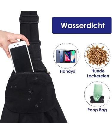 Slowton Dog Carrier Bag | Adjustable & Padded Shoulder Strap | Water-Tight Pet Bag for Outdoor Walks & Excursions (Black) | Ideal for Small Dogs (2.2-5kg) - Buy Online on GoSupps.com