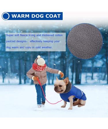 Reflective Waterproof Dog Winter Jacket with Thicken Fleece Lining - Blue - Medium - Buy Online on GoSupps.com