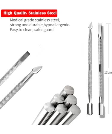 Cuticle Pusher Tool Kit 2 Pack Stainless Steel Nail Cuticle Cleaner Tool Dual Head UV Gel Nail Polish Remover Tool Nail Art Cuticle Trimmer for Removing Dead Skin on Fingers Nail Art 2-piece set - Buy Online on GoSupps.com