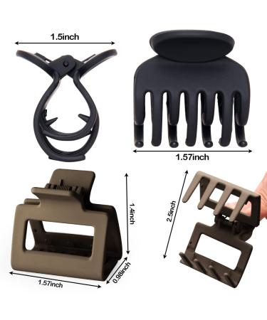 10 Pcs Small Claw Clips for Thin & Thick Hair - Matte Neutral Colors with Strong Hold - Square Double Row Teeth - Ideal for Women & Girls - Buy Online on GoSupps.com