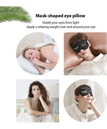 Silk Eyelash Style Sleep Mask Set for Women - 2 Black Satin & 2 Dark Blue Soft Masks with Adjustable Strap and Silk Bag - Buy Online on GoSupps.com