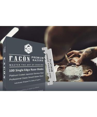 100 Facn Platinum Japanese Stainless Steel Single Edge Razor Blades - Professional Barber Straight Razor - Long-lasting Sharpness - Pack of 100 Blades - Buy Online on GoSupps.com