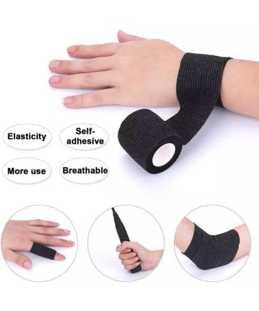 Yeory Tape Alleray 5pcs Cohesive Self-Adhesive Bandages - Waterproof Finger Patches & Wound Dressing - 4.5m x 5cm - Black | International Shipping - Buy Online on GoSupps.com