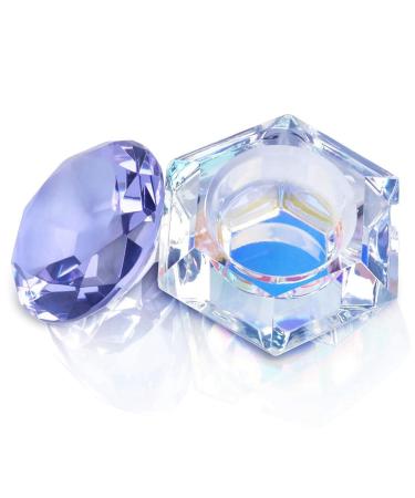 Kapmore Diamond Shape Glass Nail Dish with Lid Portable Manicure Crystal Bowl Fashion Nail Powder Cup Holder Glassware Care Tool for Manicure