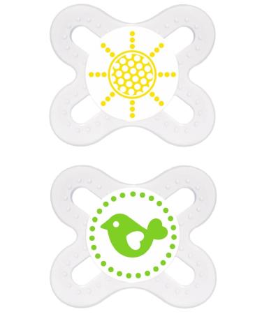 MAM - Start Silicone 0-2 Double Pack Neutral - Motif Sun+Bird BPA free Transparent