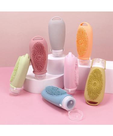 AuntYou Silicone Travel Refillable Bottle Set with Cleansing Brush - Portable Shampoo and Lotion Containers A Grayish Yellow - Buy Online on GoSupps.com